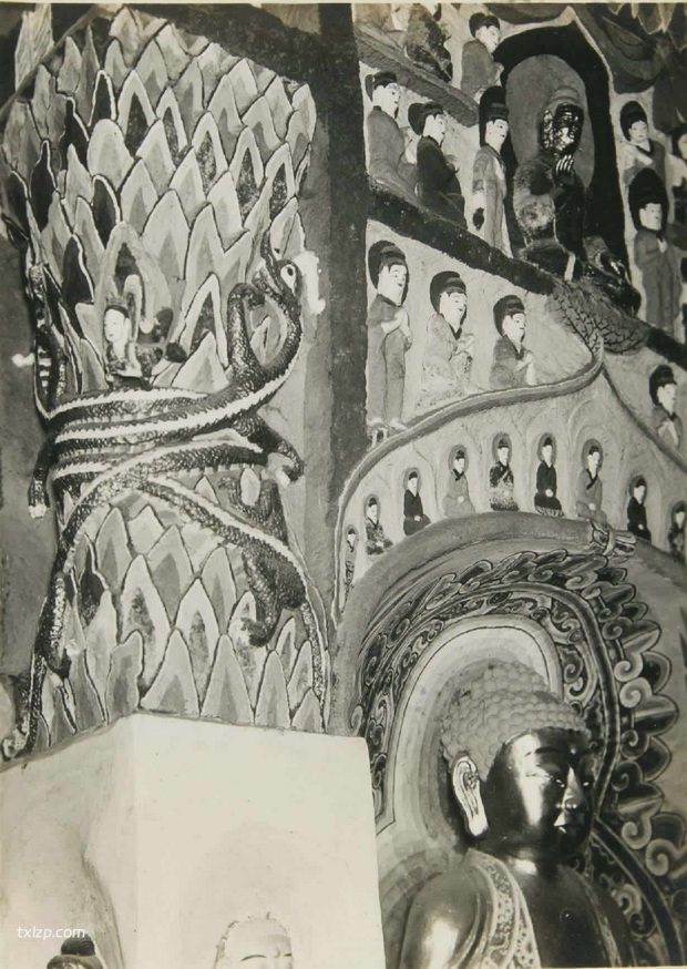 1934年锦州老照片 义县万佛堂石窟的民国影像插图4